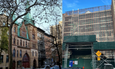 The historic St. Elisabeth of Hungary Church (left), on E. 83rd St., has been turned into a construction site (right) as a developer gets ready to replace it with a seven-story luxury condo building.