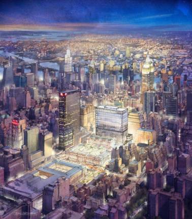 New Penn Station, without Madison Square Garden but retaining 2 Penn Plaza