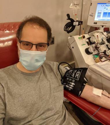 City Council Member Mark D. Levine donating plasma in June. Photo: Mark D. Levine via Twitter