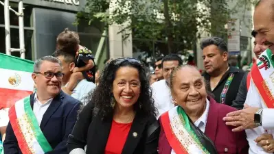 Council Member Alexia Avilés at Mexican Independence Day Parade. A shooting at the event injured a bystander.