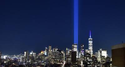 The World Trade Center “Tribute in Light” installation sent beams of hope heavenard from Ground Zero on 9/11/25, the 24th anniversary of the terror attack.