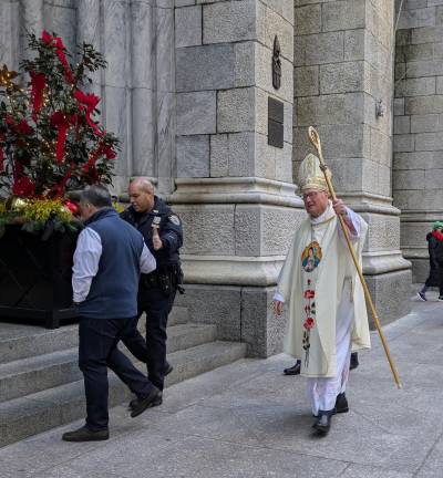Cardinal Dolan outside St. Patrick’s at Feast of our Lady of Guadalupe.