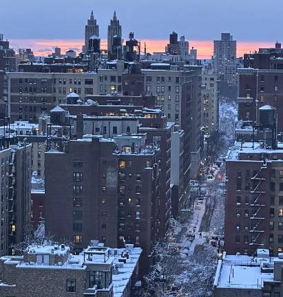 The storm had passed and gave way to a brilliant sunset on Feb. 23. This is the view looking west from E. 93rd St. with the Eldorado Towers in the distance.