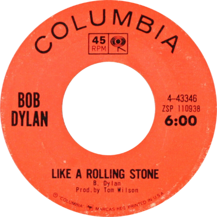 Columbia Records released “Like a Rolling Stone” as a 45 RPM single– in what would become known as one of Dylan’s signature ballads– in 1965.