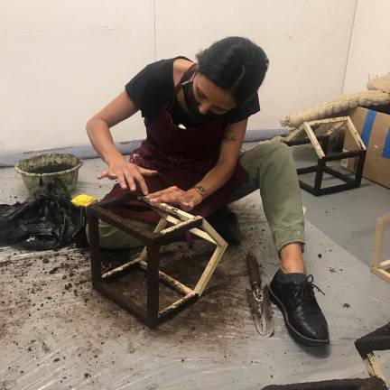 Luisa Valderrama in her studio. Photo: Rama Projects