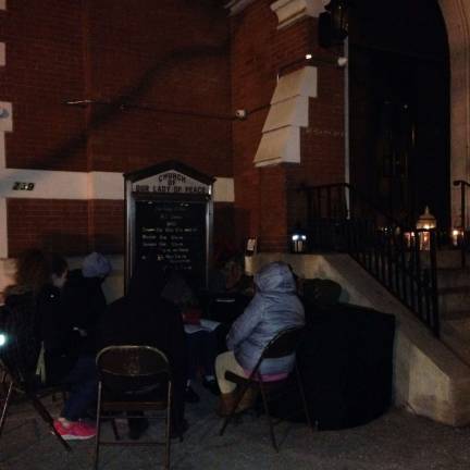 Parishioners at Our Lady of Peace praying the rosary on Jan. 22. Photo: Richard Khavkine