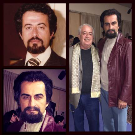 Top left: Marc Benhuri as a young man; actor Navid Negahban with Benhuri; and Negahban.