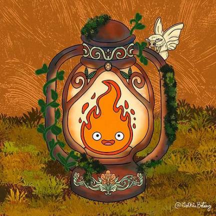 Swiss army artist’s ew key chain line features detailed fan art such as this redrawn picture of Calcifer from Howl’s Moving Castle.