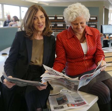 Alexis Gelber, left, has joined Straus Media-Manhattan as editor in chief. Straus Media&#x2019;s president and publisher, Jeanne Straus, is at right.