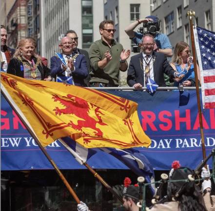 Grand Marshal Sam Heughan at the Tartan Day Parade April 11, 2026.