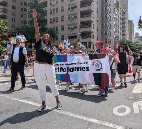Attorney General Letitia James feeling the spirit at NYC Pride March.