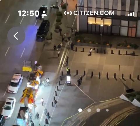 The plaza outside Hudson Yards is deserted at the height of the evening rush hour on Oct. 3. There was no bomb, police said, but they took one person into custody. He was later charged with making terrorist threats against top executives of KKR, an investment firm.