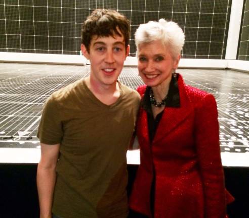 Lisa Carling with Alex Sharpe, the star of “The Curious Incident of the Dog in the Night-time” following an autism-friendly performance of the show in 2014. Photo: Anita and Steve Shevett 