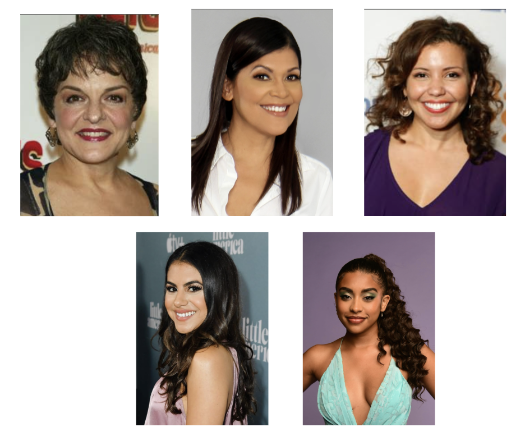 The cast of “Hurricane Seasons”: Top row (l. to r.): Priscilla Lopez, Aida Rodriguez, and Justina Machado. Bottom row (l. to r.) Jearnest Corchado and Alycia Pascual-Pena.