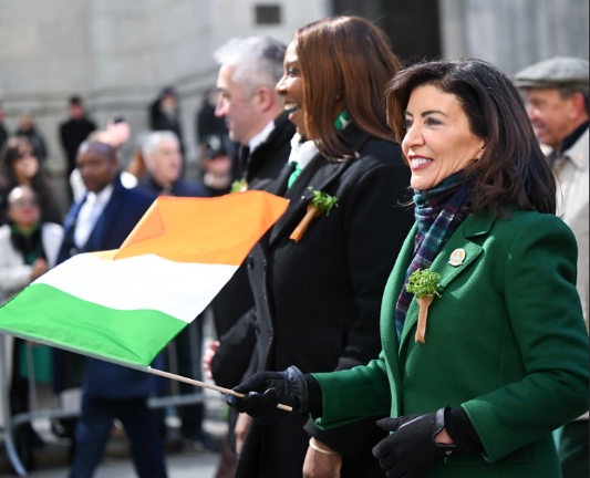 Gov. Kathy Hochul, whose family hails from County Kerry, took some time off from budget negotiations to march up the avenue with NYS Attorney General Letitia James.