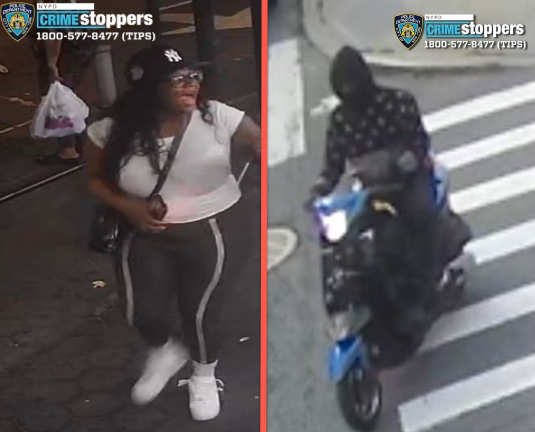 Left: wanted for slashing attack on woman; Right: wanted for robbery of senior woman.