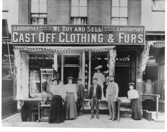 The family roots of today's Michael's Consignment on Madison Avenue go back five generations to 1902, when this photograph was taken of Simon Kosofsky's Cast-Off Clothing &amp; Furs at 753 Sixth Avenue at West 25th Street. Kosofsky was the great-great-grandfather of one of the two current co-owners of the shop. Photo: Courtesy of Michael's Consignment
