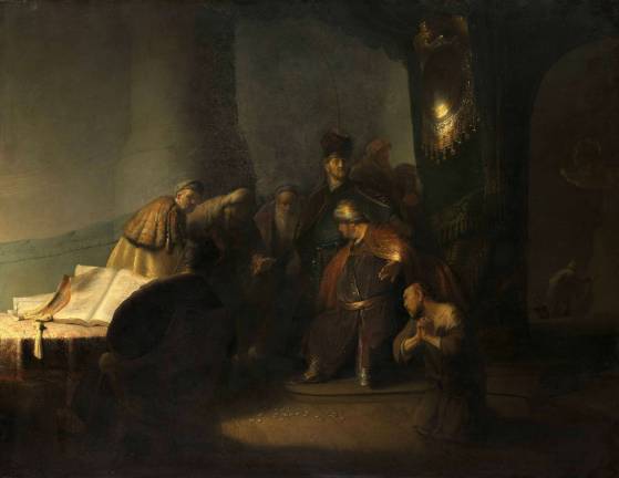 Rembrandt van Rijn (1606-1669), &quot;Judas Returning the Thirty Pieces of Silver,&quot; 1629. Oil on panel. Private collection. &#xa9; Private Collection, Photography courtesy of The National Gallery, London, 2016.