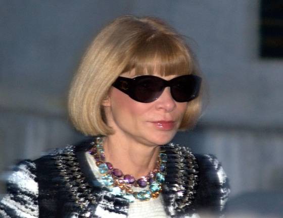 Anna Wintour at the 2010 Tribeca film festival, with her classic dark shades and bob hairstyle, which seemed to never have a hair out of place.