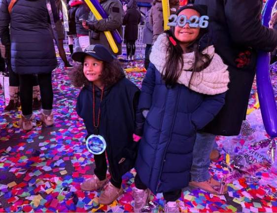 Kids in Times Square on New Year’s Eve.