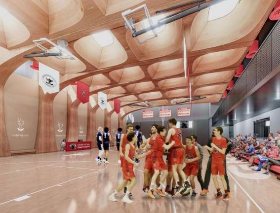 The top floor of the new high school division hosts a high-ceilinged gymnasium, meaning the all boys school will be able to play basketball and other sports inside its own gym. Previously, the school’s sports teams used nearby facilities.