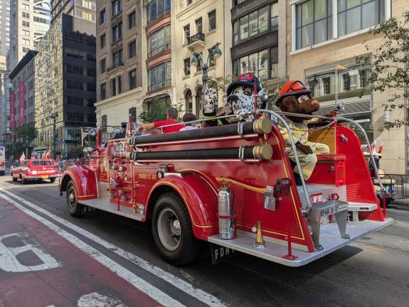 Vintage FDNY takes Fifth Avenue during Pulaski Day Parade.