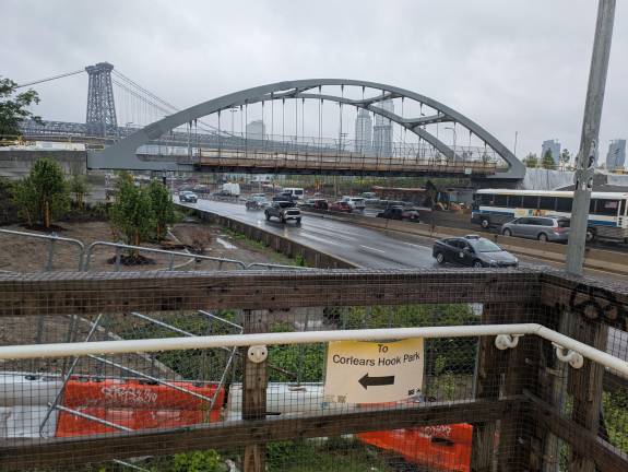 New Corlears Hook Bridge as seen from Corlears Hook Park ferry ramp, May 14, 2025.