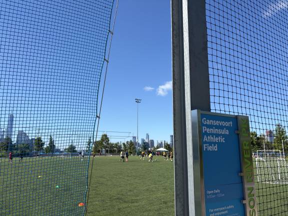 Gansevoort Peninsula Athletic Field on Aug. 25 with a youth soccer league game in progress. Earlier that morning, a machete-wielding man appeared, telling the coach he was there to protect the park and players.