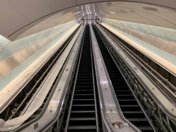 Stairway to Heaven? Not exactly. It’s an escalator that will connect commuters from surface level entries to Long Island Rail Road trains at the new Grand Central Madison Terminal. Photo: Ralph Spielman