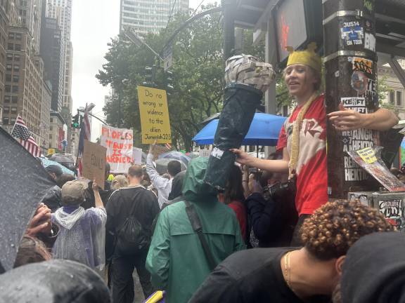 The crowd drew young and old, but noticeable by their scarcity were Black protestors.