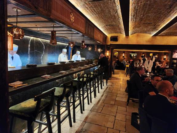 The sushi bar at Terukos, the new Japanese restaurant that just opened downstairs at the Hotel Chelsea.