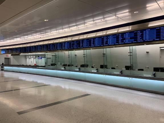 LIRR’s Grand Central Madison showcases arrivals and departures above the ticket counter. PHOTO: MTA