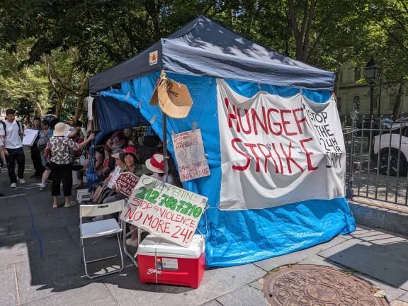 “No More 24” Bill Stalls, again, to the ire of protestors on Brodway outside City Hall on Aug. 5.