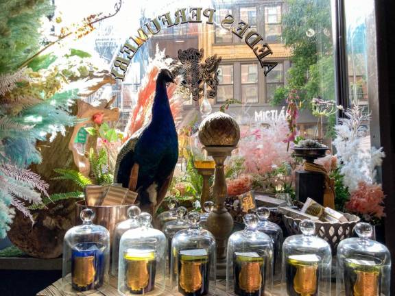 The store’s peacocks, candles, flowers, and perfumes migrated from bustling Greenwich Avenue to a sleepy corner of Orchard Street. Photo: James Pothem