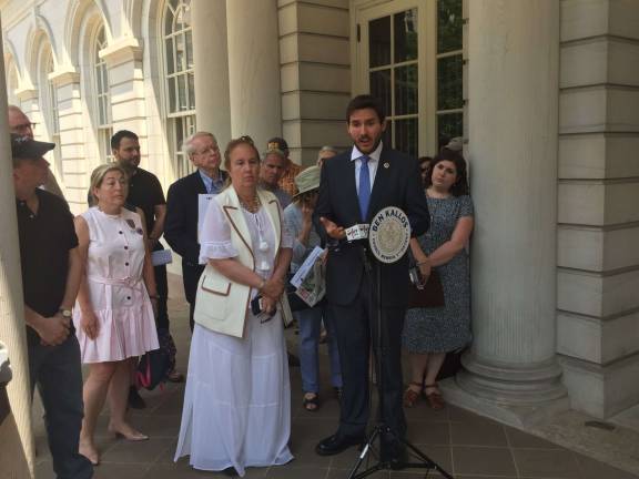 Council Member Ben Kallos and Manhattan Borough President Gale Brewer joined local activists for a rally in advance of a July 17 appeal hearing on the Department of Buildings&#x2019; approval of a condo development at 180 East 88th Street. Photo: Michael Garofalo