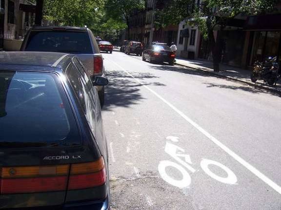 Bike lanes similar to this one would be added to East 70th and 71st Streets, 77th and 78th Streets, and 84th and 85th Streets. Photo: Mike, via flickr