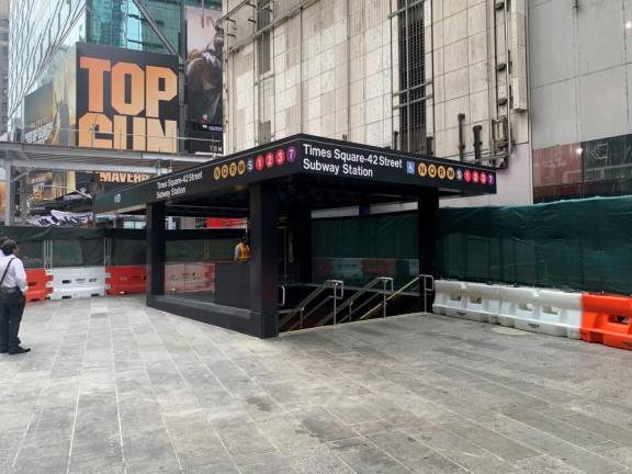 This new accessible entrance to the Times Square Subway Station, at the northwestern corner of West 42nd Street and Broadway, provides direct access to the Times Square Shuttle. Photo: Ralph Spielman