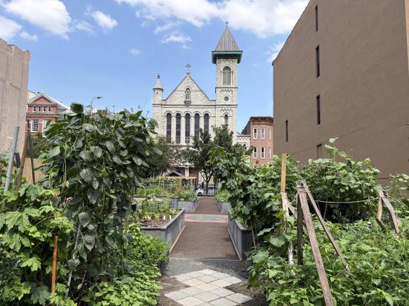 East Harlem Giglio Feast thrills Pleasant, Avenue while around the corner is the Rodale Community Garden and Our Lady of Mount Carmel Roman Catholic church.