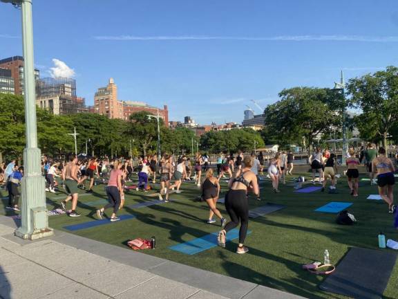 HIIT workout class at Pier 46. Photo: Ava Manson