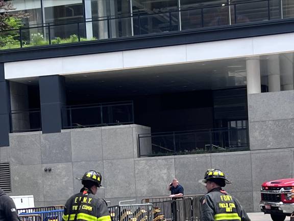 Firefighters responding to a track fire that broke out at Penn Station on Thursday, April 14, which snarled commutes well into the next day.