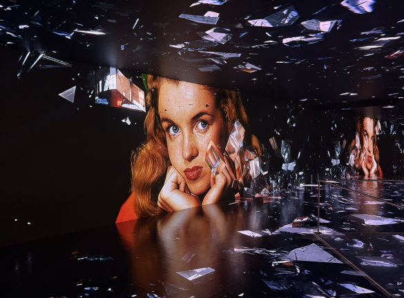 The penultimate space in the “Manifesting Marilyn: The Making of an Icon” exhibition is a cinematic installation tracing the star’s evolution from Norma Jeane Mortenson.