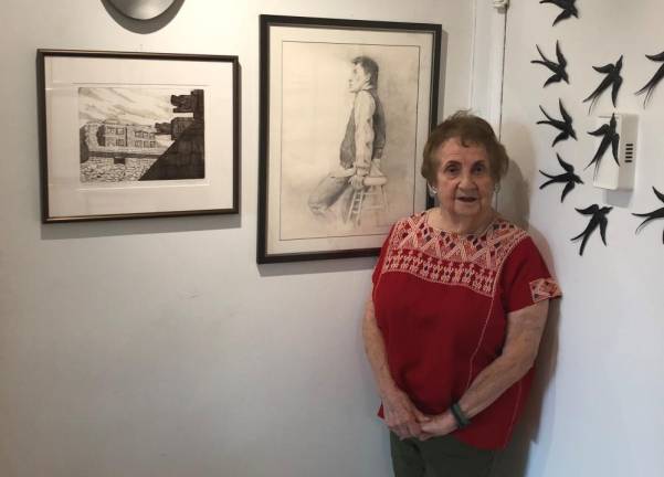 Miriam Quen Cheikin with some of her work in her apartment. Photo: Don Duerr