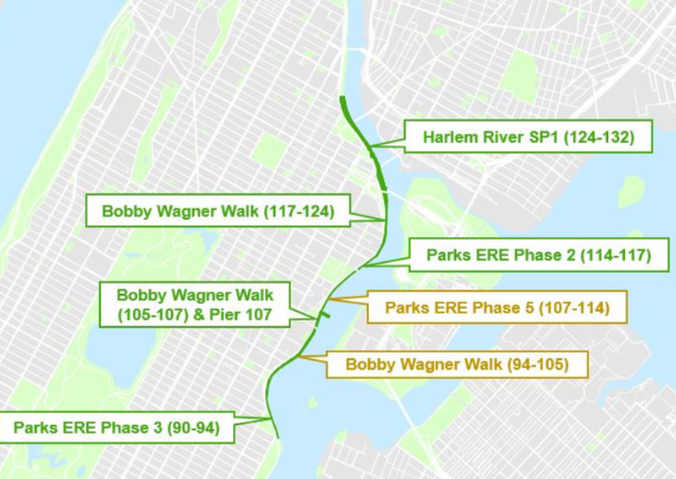 Restoring a stretch of the East River Esplanade between E. 94th St. and E. 105th St. will now cost “well over $500 million,” city officials say. A source of funding has yet to be secured.