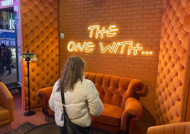 Though not trying duplicate the fictional coffee shop in real life, the large orange couch is an exact replica of the one’s the cast used to sit on in the long running show. It’s now in syndication with the catch phrase, “the one with...”