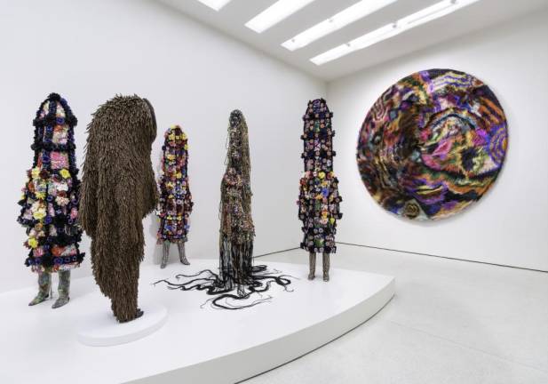 Nick Cave: Forothermore, November 18, 2022-April 10, 2023 at the Guggenheim Musuem. His work has been described as part sculpture, part costume always extraordinary. Photo: Courtesy the Guggenheim Musuem.