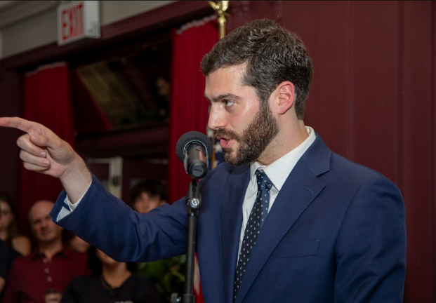 Alex Bores silenced a supporter who had started to boo assembly member Micah Lasher who was the winner of the Democratic primary on CD-12.