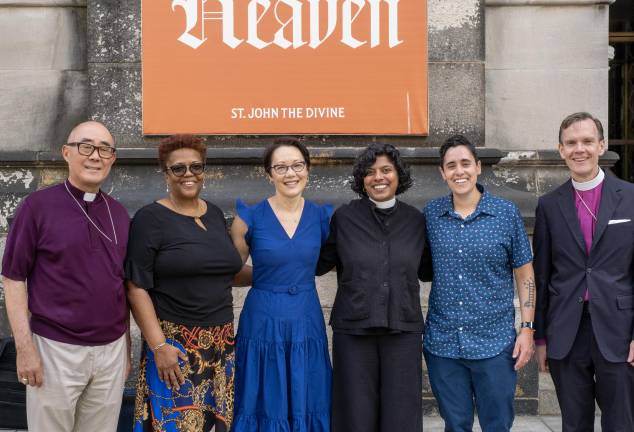 From left to right: Bishop Allan Shin, Judith Douglas, Rabbi Angela Buchdahl, Rev. Winnie Varghese, Rabbi Hilly Haber, Bishop Matthew Heyd.