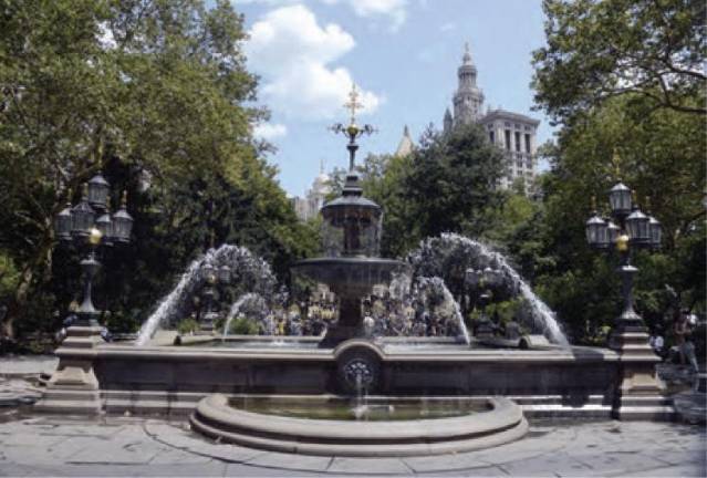 For the park goer, the <i>City Hall Park Fountain</i> and its surrounding views are both a marvelous relic of the past and a visual feast for the present.