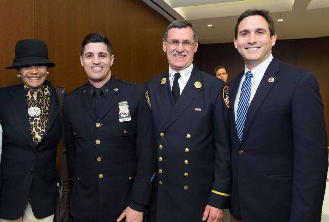 Mallory Spain, Officer Anthony Nuccio, Commander Richard Tarello, Council Member Ben Kallos. Photo: George Cade Photography