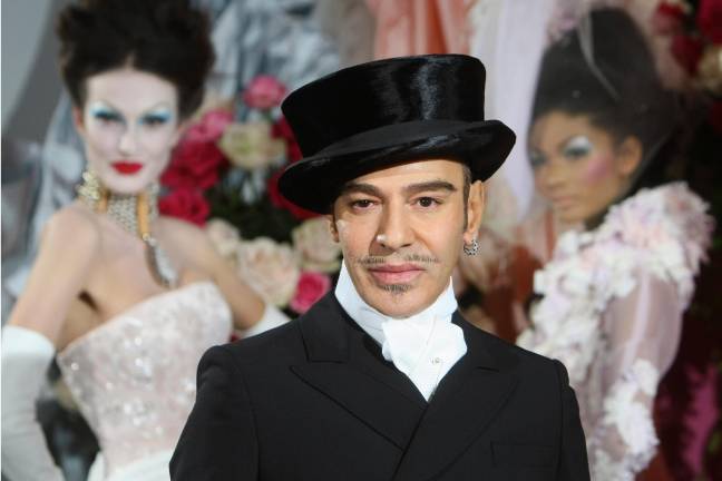 Fashion designer John Galliano poses at the end of the presentation of the Dior Haute Couture spring/summer 2010 fashion collection on Jan. 25, 2010, in Paris.
